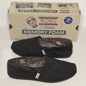 Skechers BOBS Plush Flats Women's Size 9 Black Memory Foam Casual Comfort Shoes